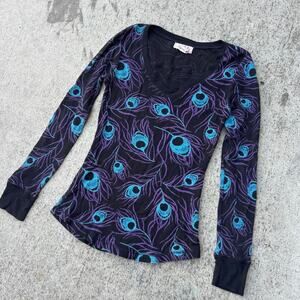 Early 2000s OP peacock feather longsleeve shirt